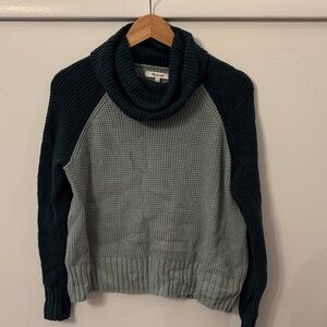 Madewell Two-Tone Cowl Neck Sweater in Green